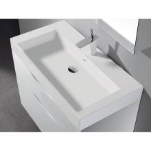 Madeli XTU1845-30-110-WH - X-Stone Trough Sink, 30'' x 18'' x 4-1/2'', Glossy White, Single Fau