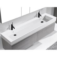 Madeli XTU1845-72-210-WH - X-Stone Trough Sink, 72'' x 18'' x 4-1/2'', Glossy White, Single Fau