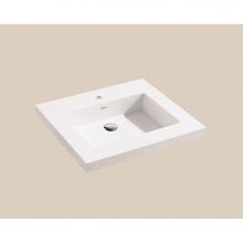 Madeli XTU2220-20-100-WH - X-Stone Top/Basin, 20'' x 22'' x 2'', Glossy White, No Faucet Hole