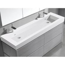 Madeli XTU2245-72-230-WH - X-Stone Trough Sink, 72'' x 22'' x 4-1/2'', Glossy White, 8'&ap