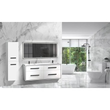 Madeli B450-72D-002-WH-NP-PC - Apogee 72D'' Wall hung Vanity Cabinet in White/HW: Polished Chrome(PC)
