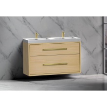Madeli B450-48D-002-NO-HP-PC - Apogee 48D'' Wall hung Vanity Cabinet in Natural Oak/HW: Polished Chrome(PC)