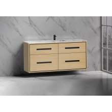 Madeli B450-60C-002-NO-HP-PC - Apogee 60C'' Wall hung Vanity Cabinet in Natural Oak/HW: Polished Chrome(PC)