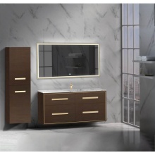 Madeli B450-60C-002-WA-HP-PC - Apogee 60C'' Wall hung Vanity Cabinet in Walnut/HW: Polished Chrome(PC)