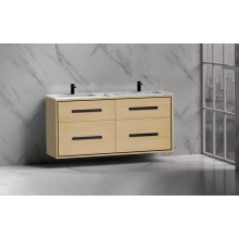 Madeli B450-60D-002-NO-NP-PC - Apogee 60D'' Wall hung Vanity Cabinet in Natural Oak/HW: Polished Chrome(PC)