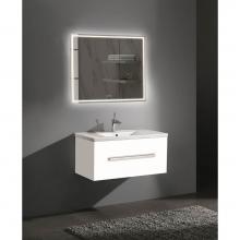 Madeli B070-36-002-WH-PC - Vogue 36'' Wall Hung Vanity Cabinet White/HW: Polished Chrome(PC)