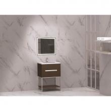 Madeli B080-24-001-LC-WA-SB - Madeli Loft 24'' Free Standing Vanity Cabinet Walnut/HW: Satin Brass(SB)