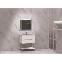 Madeli B080-30-001-LC-WH-PN - Madeli Loft 30'' Free Standing Vanity Cabinet White/HW: Polished Nickel  (PN)