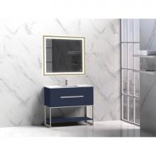Madeli B080-36-001-LC-SA-PC - Madeli Loft 36'' Free Standing Vanity Cabinet Sapphire/HW: Polished Chrome(PC)