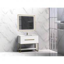 Madeli B080-36-001-LC-WH-PN - Madeli Loft 36'' Free Standing Vanity Cabinet White/HW: Polished Nickel  (PN)