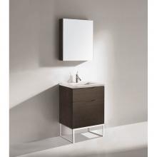 Madeli B200-24-021-LC-WA-PC - Milano 24'' Free Standing Vanity Cabinet Walnut/HW: Polished Chrome(PC)