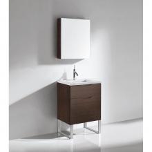 Madeli B200-24-021-LS-WA-PC - Milano 24'' Free Standing Vanity Cabinet Walnut/HW: Polished Chrome(PC)