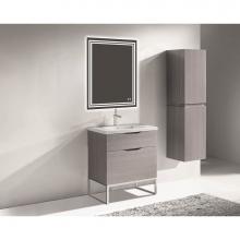 Madeli B200-30-021-LC-AG-PC - Milano 30'' Free Standing Vanity Cabinet Ash Grey/HW: Polished Chrome(PC)