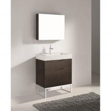 Madeli B200-30-021-LC-WA-PC - Milano 30'' Free Standing Vanity Cabinet Walnut/HW: Polished Chrome(PC)