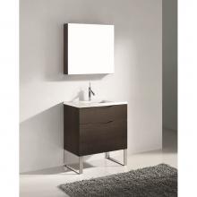 Madeli B200-30-021-LS-WA-PC - Milano 30'' Free Standing Vanity Cabinet Walnut/HW: Polished Chrome(PC)