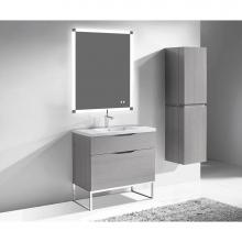 Madeli B200-36-021-LC-AG-PC - Milano 36'' Free Standing Vanity Cabinet Ash Grey/HW: Polished Chrome(PC)