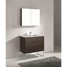 Madeli B200-36-021-LC-WA-PC - Milano 36'' Free Standing Vanity Cabinet Walnut/HW: Polished Chrome(PC)