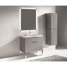 Madeli B200-36-021-LL-AG-PC - Milano 36'' Free Standing Vanity Cabinet Ash Grey/HW: Polished Chrome(PC)