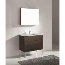 Madeli B200-36-021-LL-WA-PC - Milano 36'' Free Standing Vanity Cabinet Walnut/HW: Polished Chrome(PC)