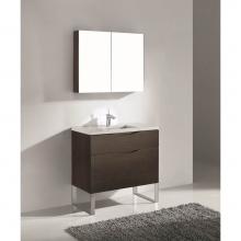 Madeli B200-36-021-LS-WA-PC - Milano 36'' Free Standing Vanity Cabinet Walnut/HW: Polished Chrome(PC)
