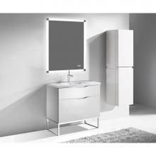 Madeli B200-42-021-LC-WH-PC - Milano 42'' Free Standing Vanity Cabinet White/HW: Polished Chrome(PC)