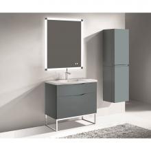 Madeli B200-42-021-LS-TG-PC - Milano 42'' Free Standing Vanity Cabinet Studio Grey/HW: Polished Chrome(PC)