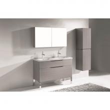 Madeli B200-48D-021-LL-AG-PC - Milano 48D'' Free Standing Vanity Cabinet Ash Grey/HW: Polished Chrome(PC)