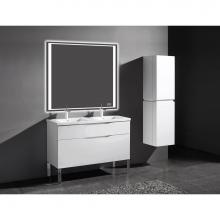 Madeli B200-48D-021-LL-WH-PC - Milano 48D'' Free Standing Vanity Cabinet White/HW: Polished Chrome(PC)