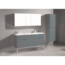 Madeli B200-60D-021-LC-TG-PC - Milano 60D'' Free Standing Vanity Cabinet Studio Grey/HW: Polished Chrome(PC)