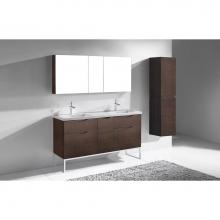 Madeli B200-60D-021-LC-WA-PC - Milano 60D'' Free Standing Vanity Cabinet Walnut/HW: Polished Chrome(PC)