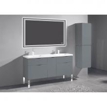 Madeli B200-60D-021-LL-TG-PC - Milano 60D'' Free Standing Vanity Cabinet Studio Grey/HW: Polished Chrome(PC)