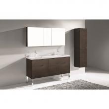 Madeli B200-60D-021-LL-WA-PC - Milano 60D'' Free Standing Vanity Cabinet Walnut/HW: Polished Chrome(PC)