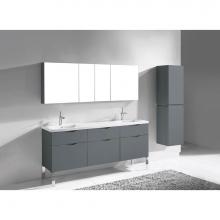 Madeli B200-72D-021-LL-TG-PC - Milano 72'' Free Standing Vanity Cabinet Studio Grey/HW: Polished Chrome(PC)