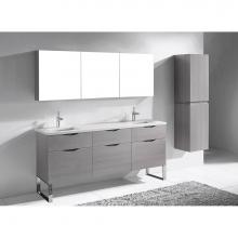 Madeli B200-72D-021-LS-AG-PC - Milano 72'' Free Standing Vanity Cabinet Ash Grey/HW: Polished Chrome(PC)