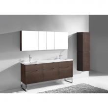 Madeli B200-72D-021-LS-WA-PC - Milano 72'' Free Standing Vanity Cabinet Walnut/HW: Polished Chrome(PC)