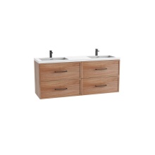 Madeli B305-72D-002-NW-HY-PC - Apex 72D'' Wall hung  Vanity Cabinet in Natural Walnut Finish/HW: Polished Chrome(PC)