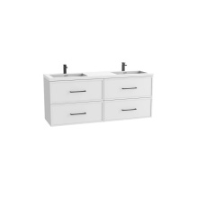 Madeli B305-72D-002-WH-HY-PC - Apex 72D'' Wall hung  Vanity Cabinet in White Finish/HW: Polished Chrome(PC)