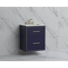 Madeli B455-24-002-SA-HY-PC - Edge 24'' Wall hung Vanity Cabinet in Sapphire/HW: Handles Polished Chrome(PC)