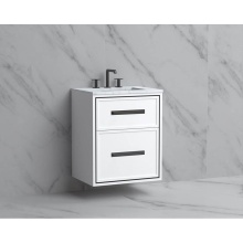 Madeli B455-24-002-WH-HP-PC - Edge 24'' Wall hung Vanity Cabinet in White/HW: Handles Polished Chrome(PC)