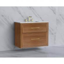 Madeli B455-36-002-NW-HR-PC - Edge 36'' Wall hung Vanity Cabinet in Natural Walnut/HW:Handles Polished Chrome(PC)