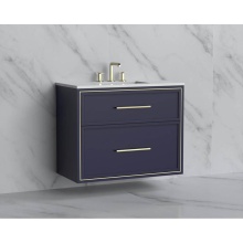 Madeli B455-36-002-SA-HY-PC - Edge 36'' Wall hung Vanity Cabinet in Sapphire/HW: Handles Polished Chrome(PC)