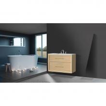 Madeli B455-42-002-NO-HR-PC - Edge 42'' Wall hung Vanity Cabinet in Natural Oak/HW: Handles Polished Chrome(PC)