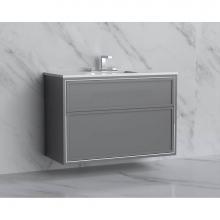 Madeli B455-42-002-TG-NP-PC - Edge 42'' Wall hung Vanity Cabinet in Studio Grey/HW: No Handles - Inlay  Polished Chrom