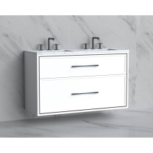 Madeli B455-48D-002-WH-HR-PC - Edge 48D'' Wall hung Vanity Cabinet in White/HW: Handles Polished Chrome(PC)