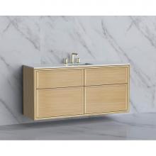 Madeli B455-60C-002-NO-NP-PC - Edge 60C'' Wall hung Vanity Cabinet in Natural Oak/HW: No Handles - Inlay  Polished Chro