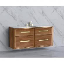 Madeli B455-60C-002-NW-HP-PC - Edge 60C'' Wall hung Vanity Cabinet in Natural Walnut/HW: Handles Polished Chrome(PC)