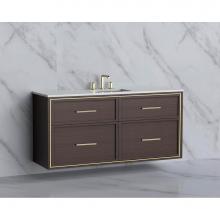 Madeli B455-60C-002-WA-HY-PC - Edge 60C'' Wall hung Vanity Cabinet in Walnut/HW: Handles Polished Chrome(PC)