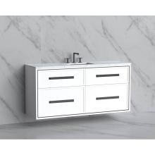 Madeli B455-60C-002-WH-HP-PC - Edge 60C'' Wall hung Vanity Cabinet in White/HW: Handles Polished Chrome(PC)