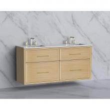 Madeli B455-60D-002-NO-HR-PC - Edge 60D'' Wall hung Vanity Cabinet in Natural Oak/HW: Handles Polished Chrome(PC)