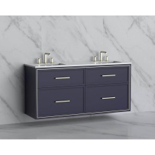 Madeli B455-60D-002-SA-HY-PC - Edge 60D'' Wall hung Vanity Cabinet in Sapphire/HW: Handles Polished Chrome(PC)